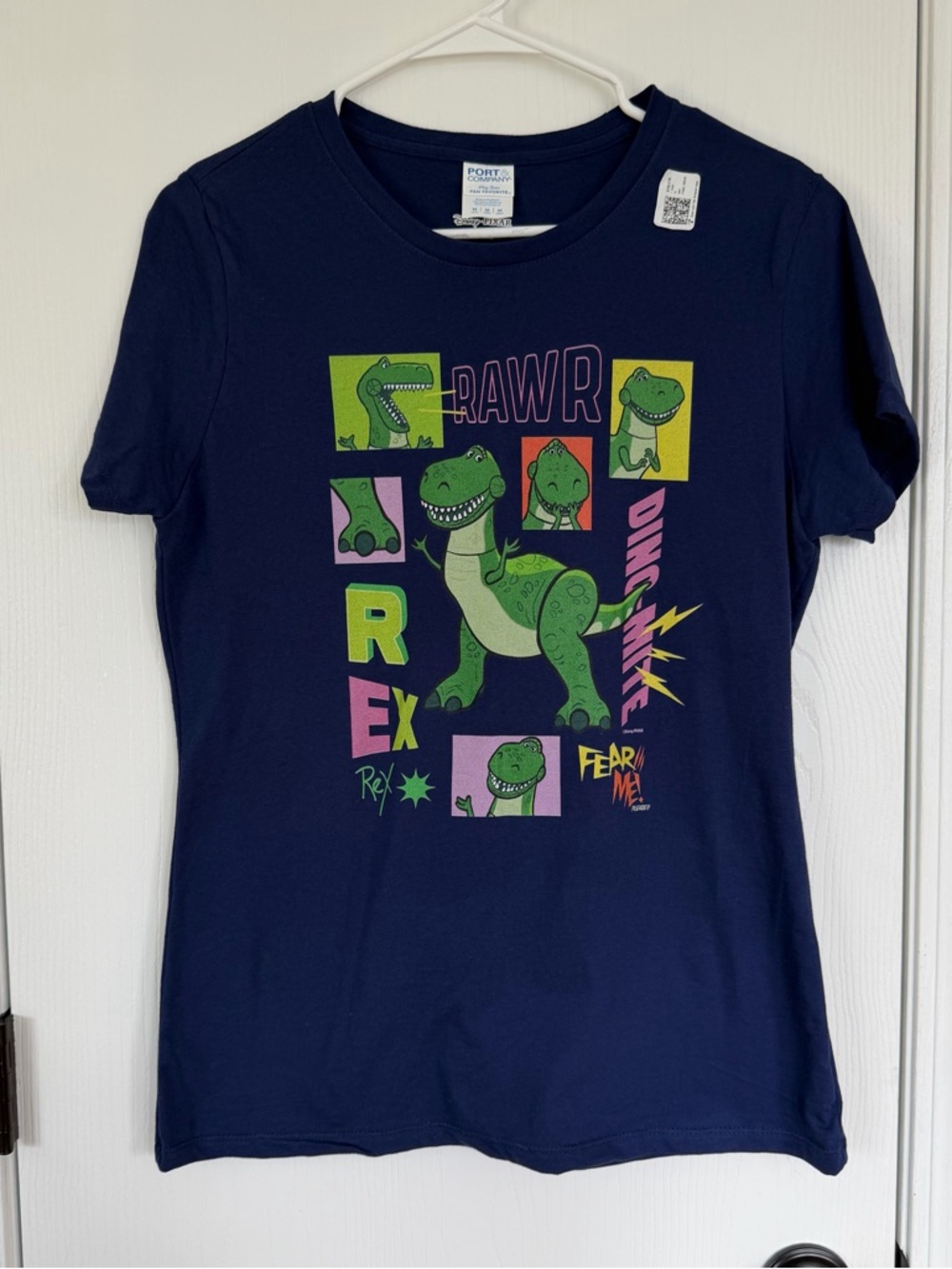 Disney Toy Story T-Rex theme navy blue graphic print shirt women’s medium NWOT